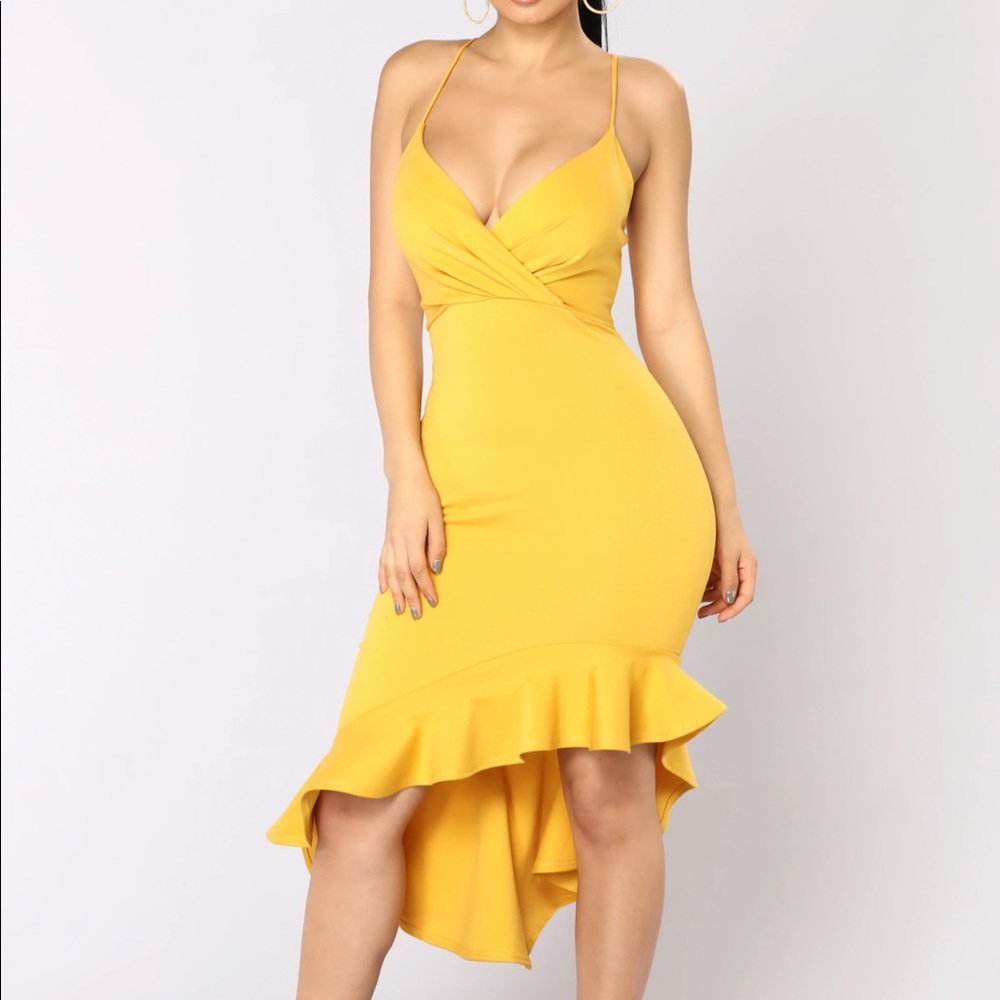 SMALL, FASHION NOVA, MUSTARD YELLOW DRESS